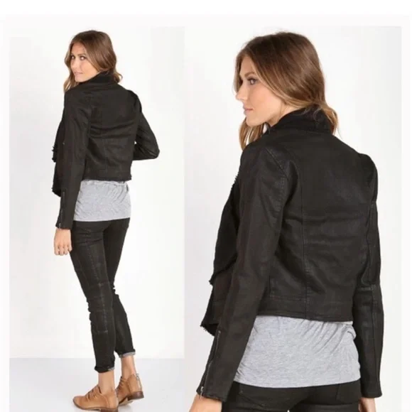 Free People Drape Front Moto jacket size 0 - Picture 2 of 10